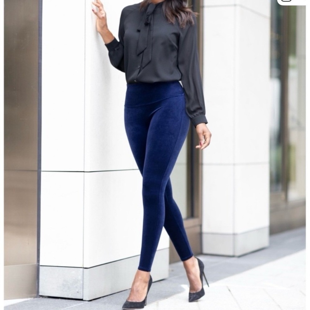New SPANX Velvet Leggings‎ Lapis Night Sapphire Blue Size 2X High Waist